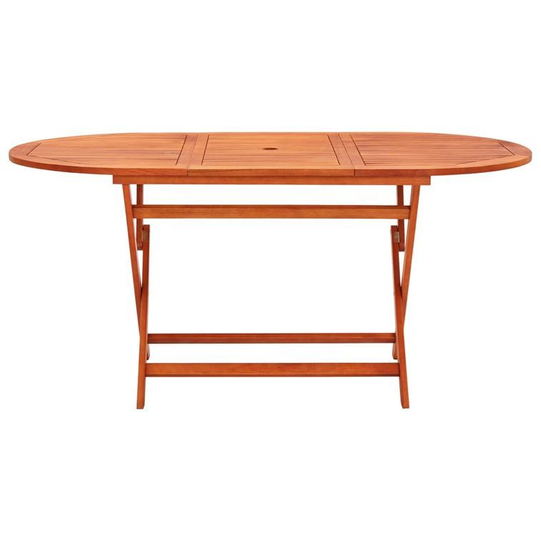 Table pliable de jardin 160x85x75 cm Bois d'eucalyptus massif - Photo n°2