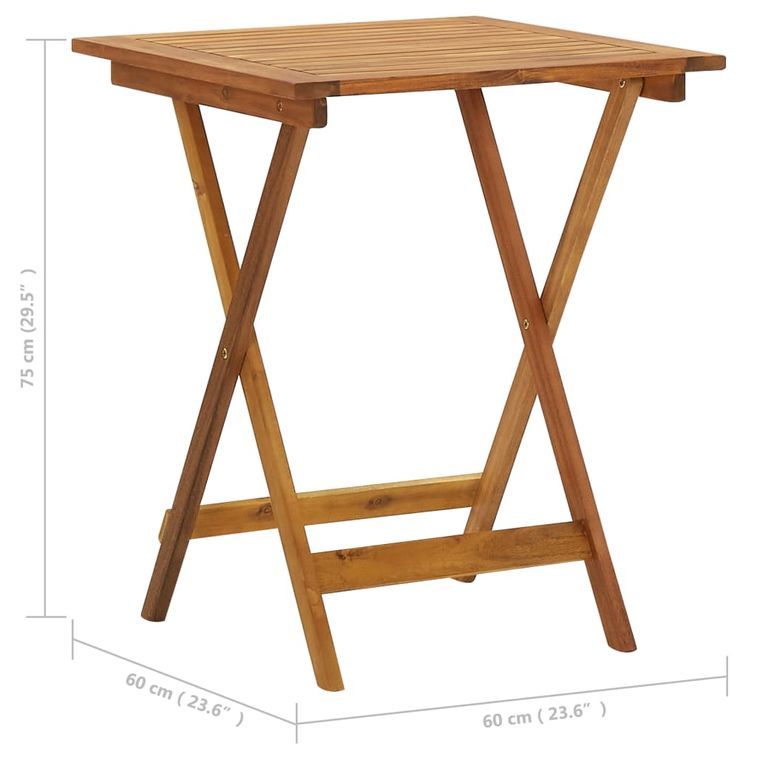 Table pliable de jardin 60x60x75 cm Bois d'acacia solide - Photo n°9