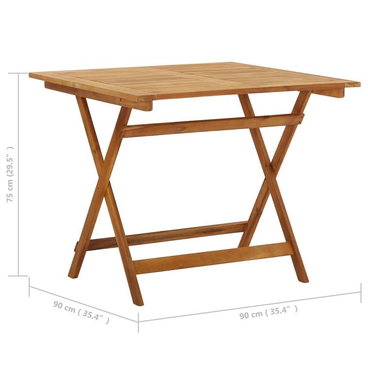 Table pliable de jardin 90x90x75 cm Bois d'acacia massif - Photo n°9