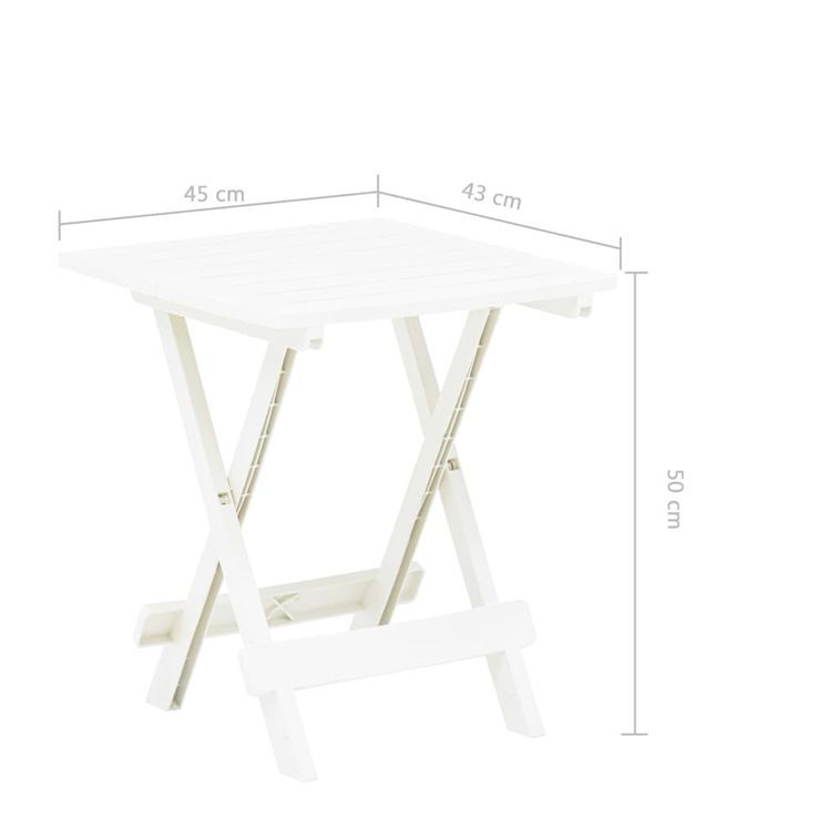 Table pliable de jardin Blanc 45x43x50 cm Plastique - Photo n°7