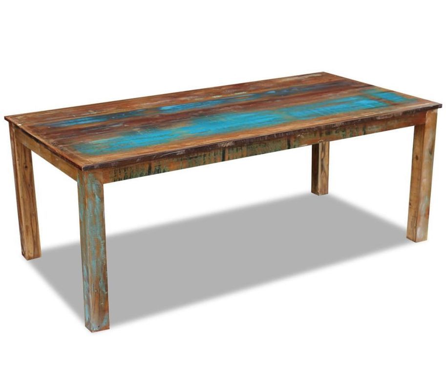 Table reconditionnement bois massif et pieds acier noir Industri 200 - Photo n°1