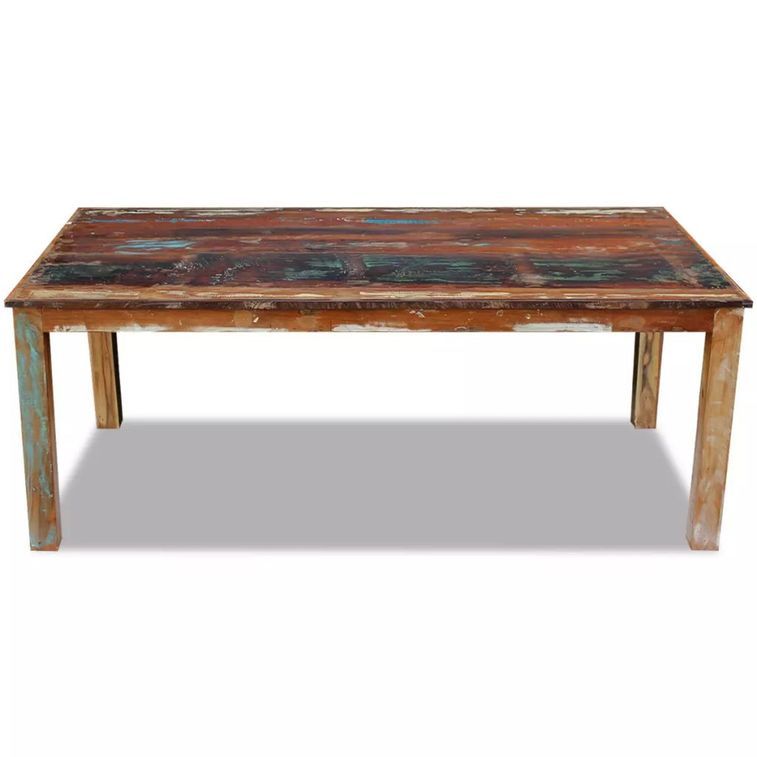 Table reconditionnement bois massif et pieds acier noir Industri 200 - Photo n°2
