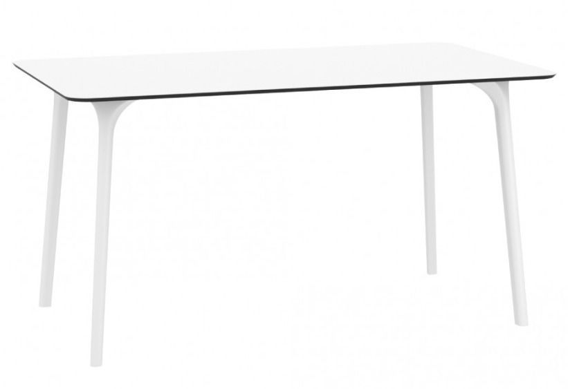 Table rectangulaire 140 cm plateau stratifié blanc intérieur ou extérieur Klissa - Photo n°1