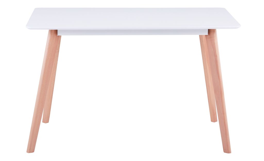 Table rectangulaire bois blanc et pieds chêne clair Binnou 120 cm - Photo n°2