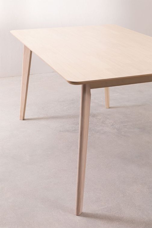 Table rectangulaire bois d'hévéa naturel cendré Kise 150 cm - Photo n°2