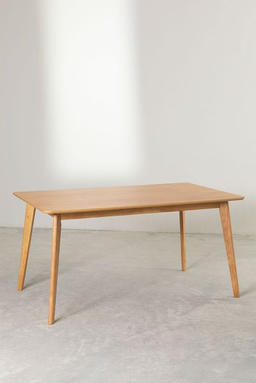 Table rectangulaire bois d'hévéa naturel Kise 150 cm - Photo n°5