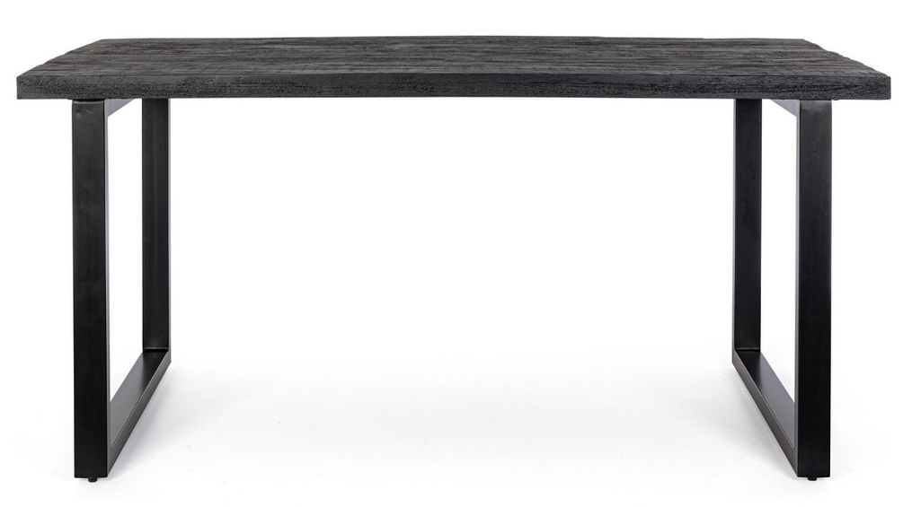 Table rectangulaire bois de manguier noir et pieds acier noir Tinka 160 cm - Photo n°2