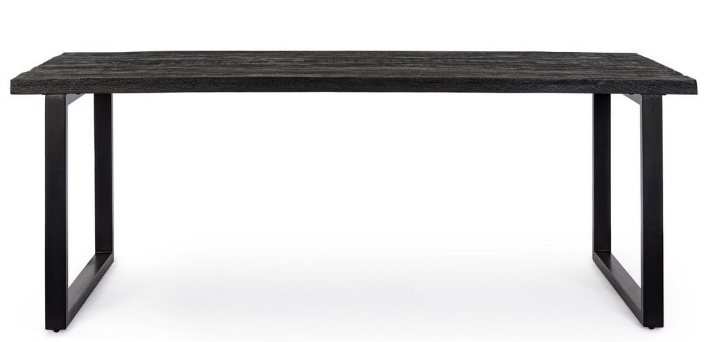 Table rectangulaire bois de manguier noir et pieds acier noir Tinka 200 cm - Photo n°2