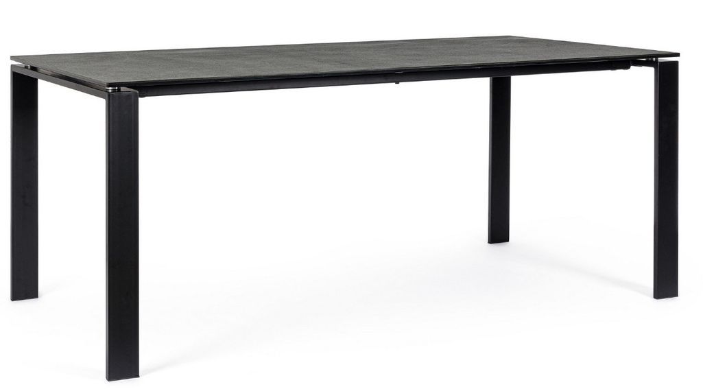 Table rectangulaire céramique anthracite et pieds acier noir Benja 180 cm - Photo n°1