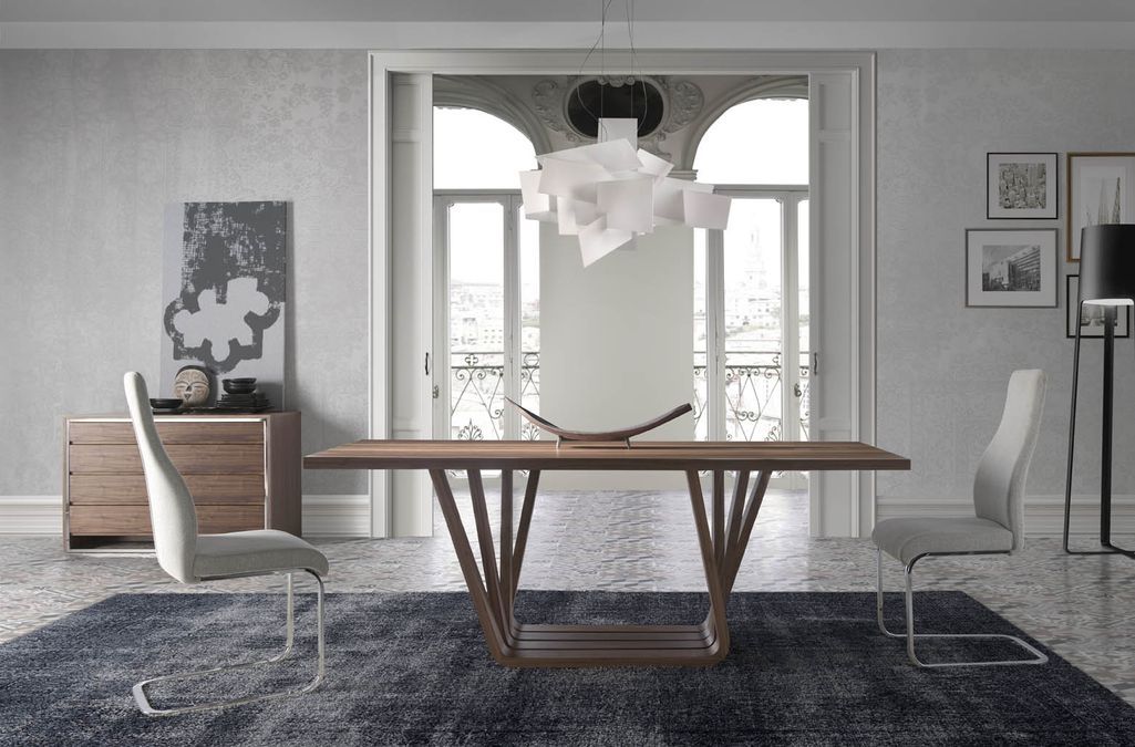 Table rectangulaire contemporaine bois plaqué noyer Trya - Photo n°4