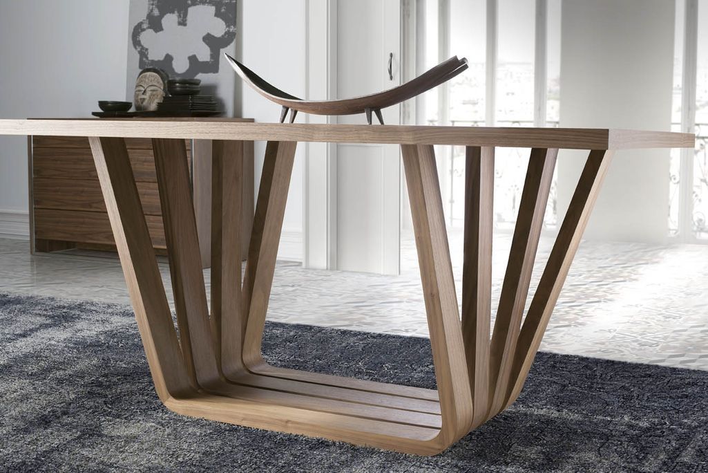 Table rectangulaire contemporaine bois plaqué noyer Trya - Photo n°5