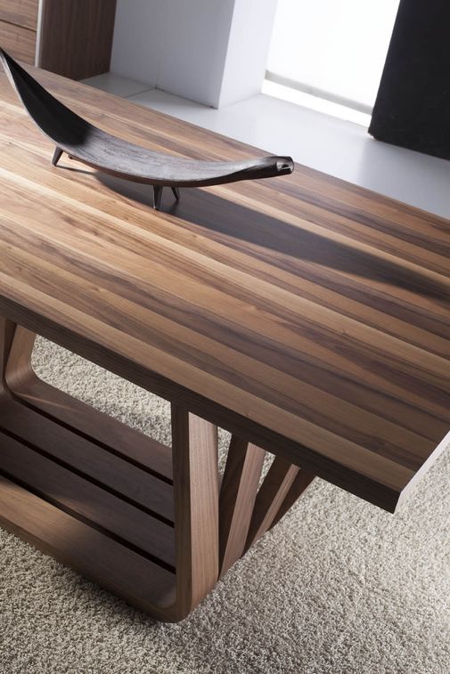 Table rectangulaire contemporaine bois plaqué noyer Trya - Photo n°6
