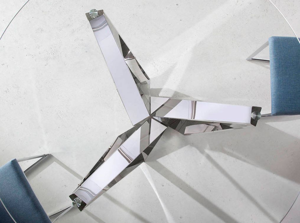 Table rectangulaire design acier chromé et verre trempé Princia 300 cm - Photo n°3