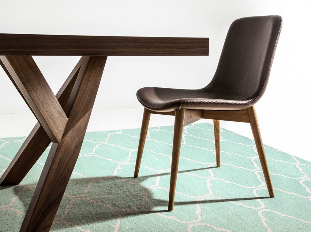 Table rectangulaire design bois noyer Bonita 200 cm - Photo n°4