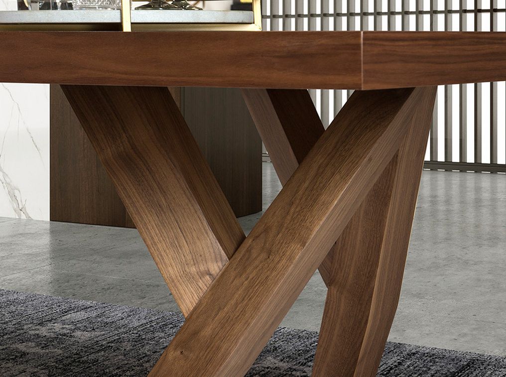 Table rectangulaire design bois noyer Bonita 200 cm - Photo n°5