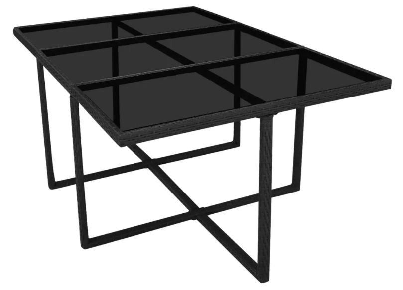 Table rectangulaire et 10 chaises de jardin résine tressée noir Iris 2 - Photo n°6