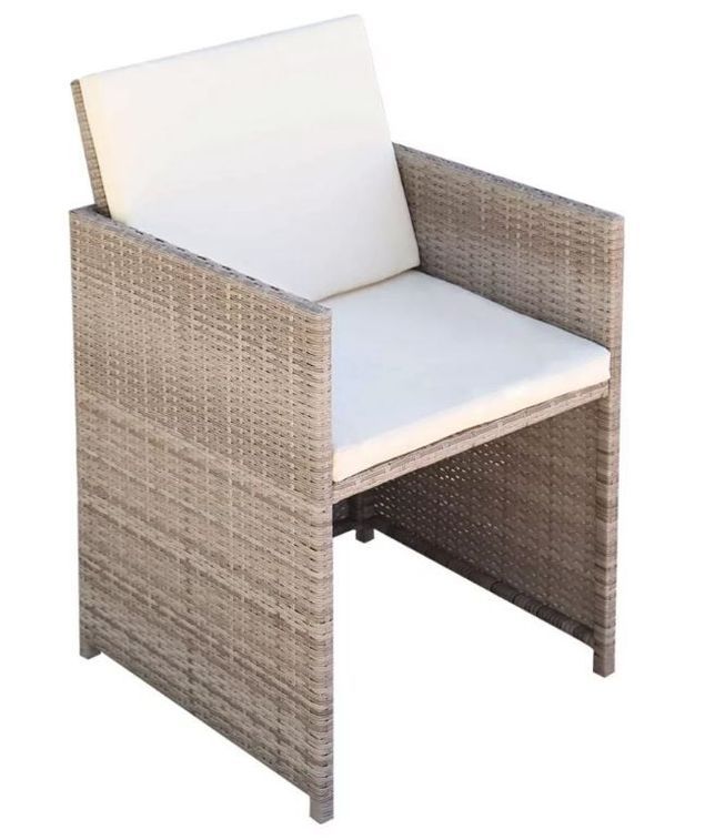 Table rectangulaire et 12 chaises de jardin résine tressée beige Iris - Photo n°6