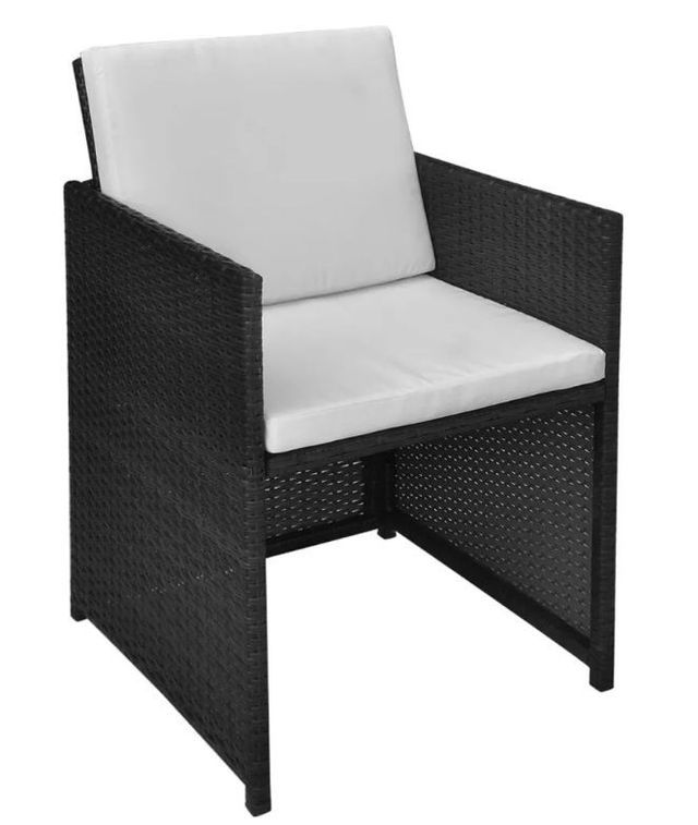 Table rectangulaire et 12 chaises de jardin résine tressée noir Iris 2 - Photo n°7