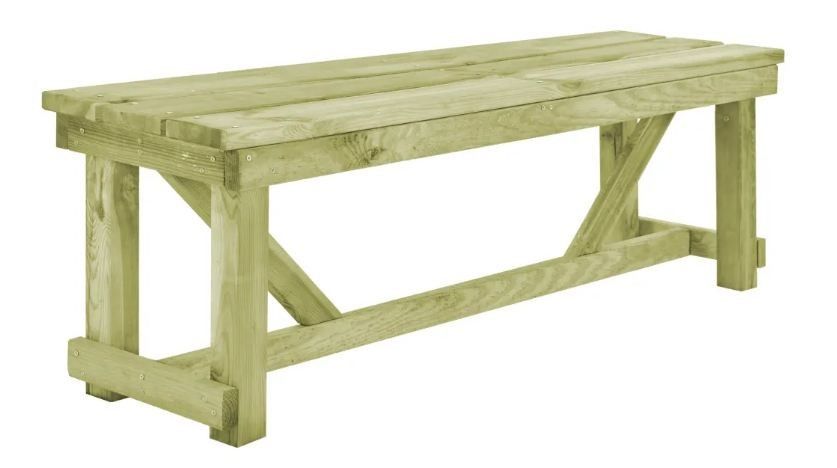 Table rectangulaire et 2 bancs de jardin pin imprégné vert Stylies - Photo n°3