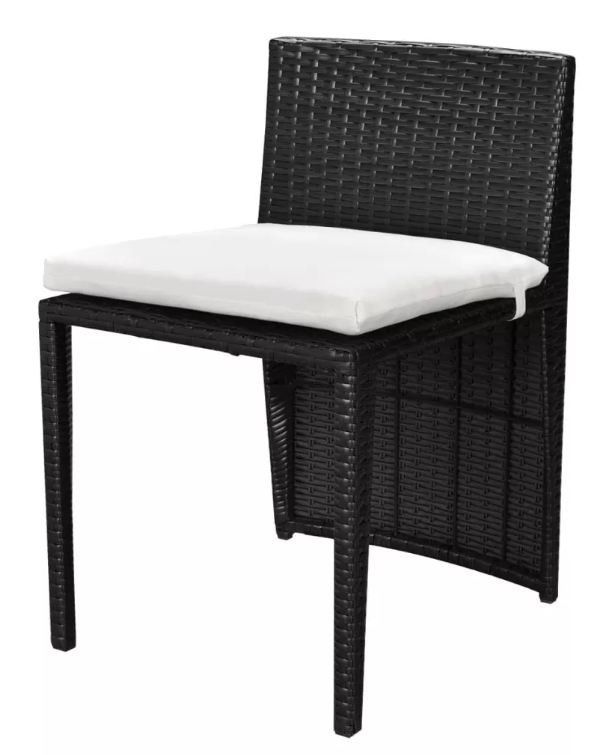 Table rectangulaire et 2 chaises de jardin métal et résine tressée noir Leila - Photo n°6
