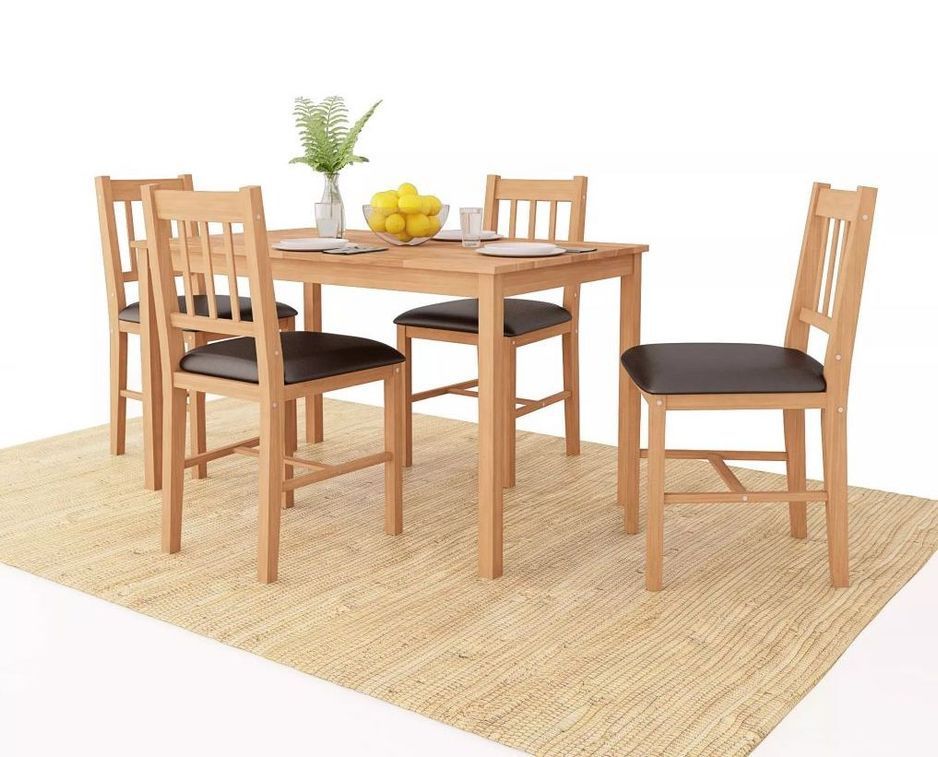 Table rectangulaire et 4 chaises chêne massif Pannos - Photo n°1