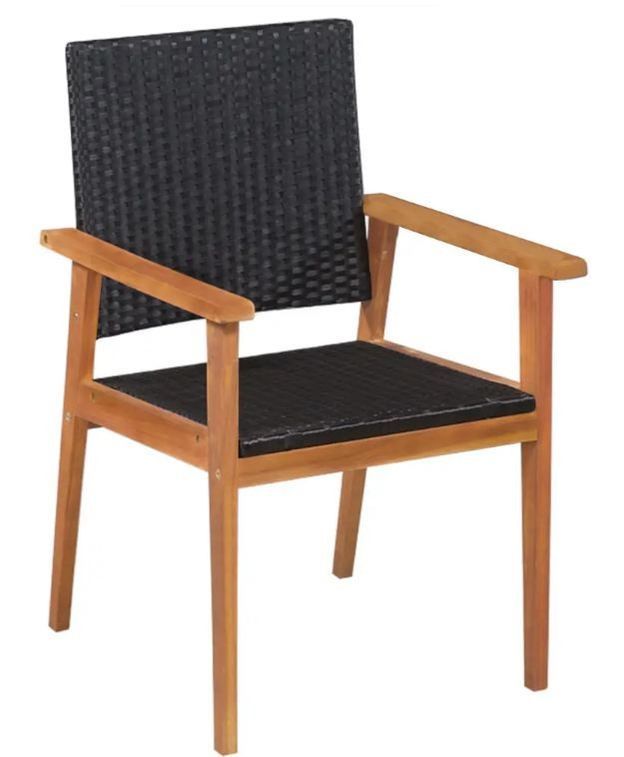 Table rectangulaire et 4 chaises de jardin acacia clair et résine tressée Vidot - Photo n°3