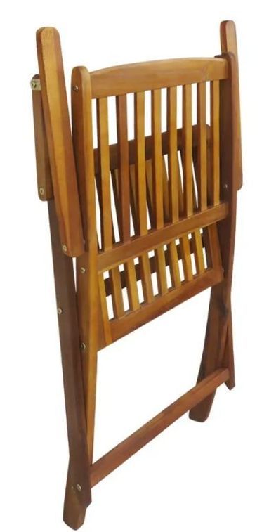 Table rectangulaire et 4 chaises de jardin acacia clair Polina - Photo n°7