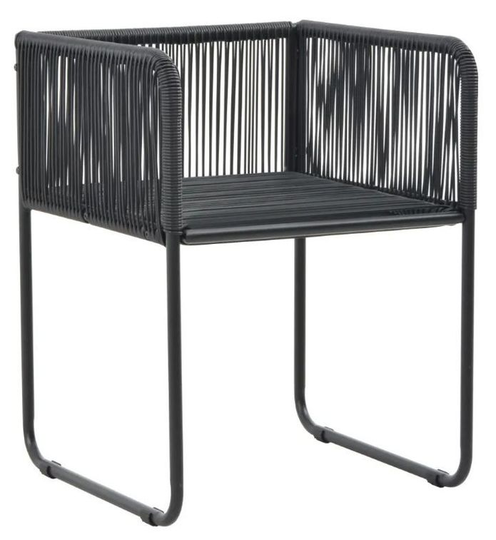 Table rectangulaire et 4 chaises de jardin métal et résine tressée noir Randy - Photo n°5