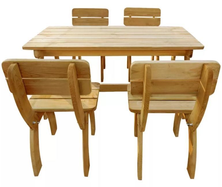 Table rectangulaire et 4 chaises de jardin pin massif clair Stylie - Photo n°3