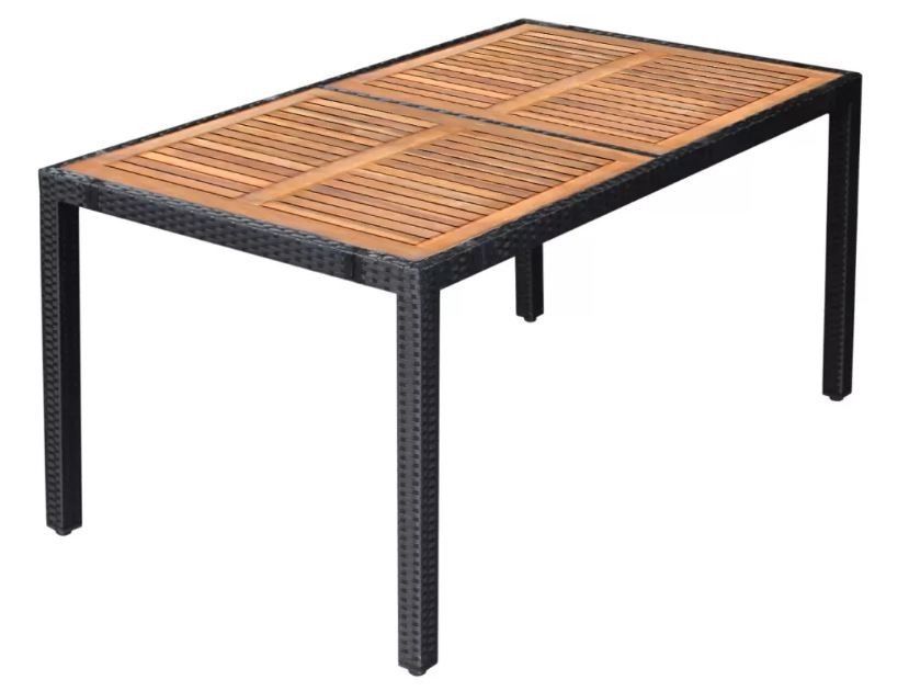 Table rectangulaire et 6 chaises de jardin métal et résine tressée noir Mae - Photo n°5