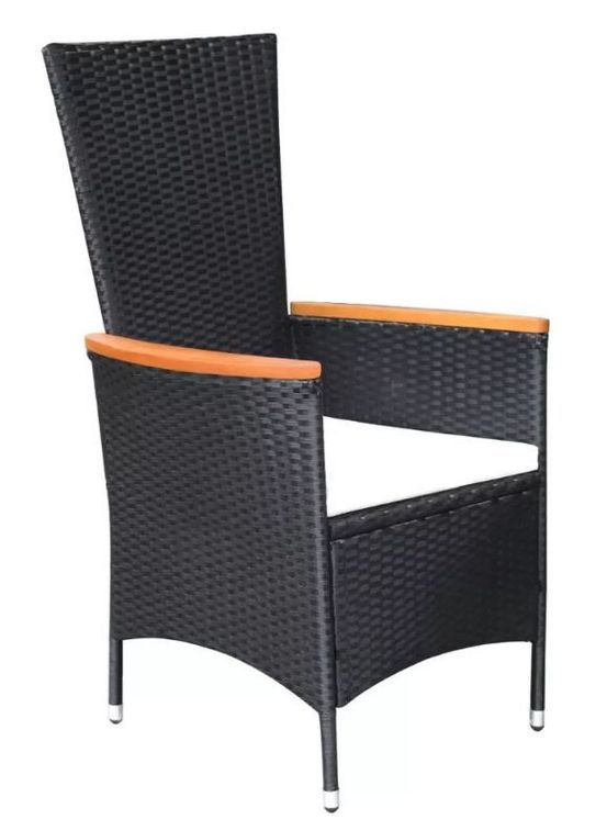 Table rectangulaire et 6 chaises de jardin métal et résine tressée noir Mae - Photo n°6