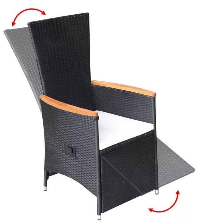 Table rectangulaire et 6 chaises de jardin métal et résine tressée noir Mae - Photo n°7