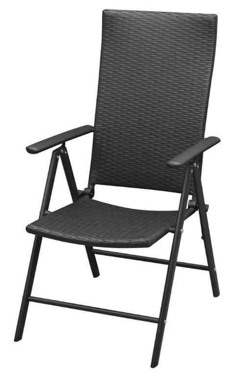 Table rectangulaire et 6 chaises de jardin métal et résine tressée noir Van - Photo n°5