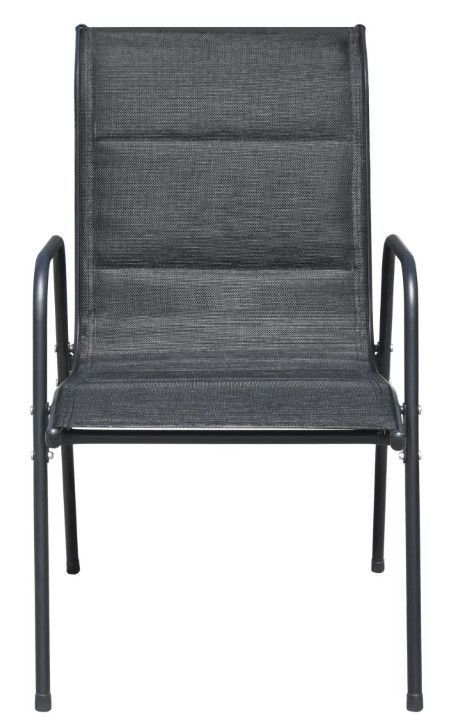 Table rectangulaire et 6 chaises de jardin métal et tissu noir Mahe - Photo n°6