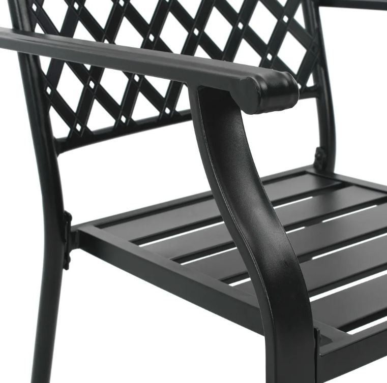 Table rectangulaire et 6 chaises de jardin métal noir Lovely - Photo n°6
