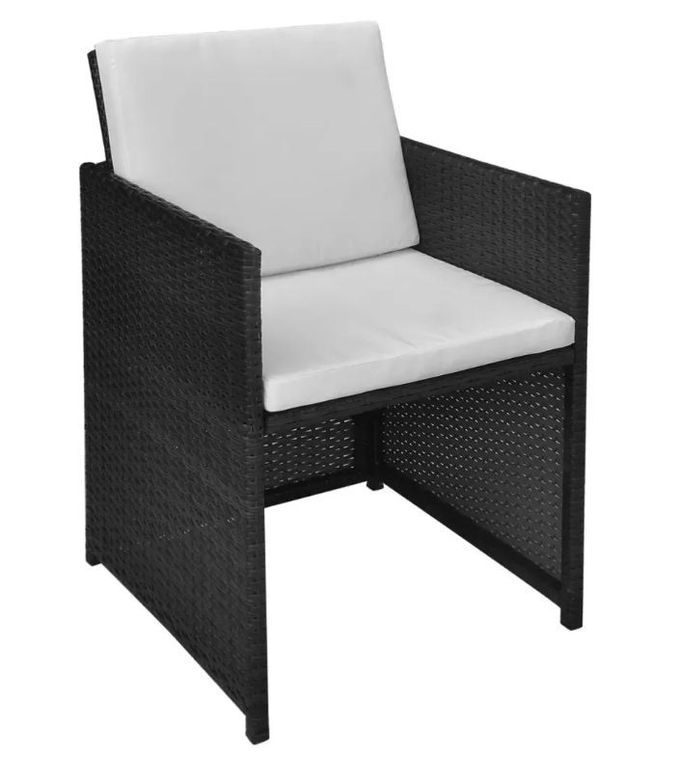 Table rectangulaire et 6 chaises de jardin résine tressée noir Iris - Photo n°6