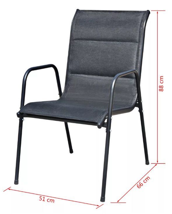 Table rectangulaire et 8 chaises de jardin métal et tissu noir Mahe - Photo n°6