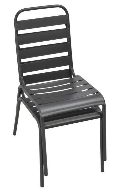 Table rectangulaire et 8 chaises de jardin métal gris Pretty - Photo n°2