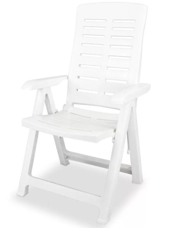 Table rectangulaire et 8 chaises de jardin plastique blanc Camille - Photo n°5