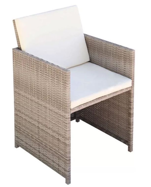 Table rectangulaire et 8 chaises de jardin résine tressée beige Iris - Photo n°6