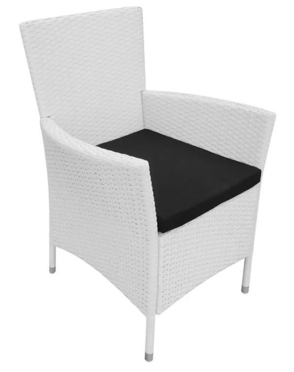 Table rectangulaire et 8 chaises de jardin résine tressée blanc Mik - Photo n°5