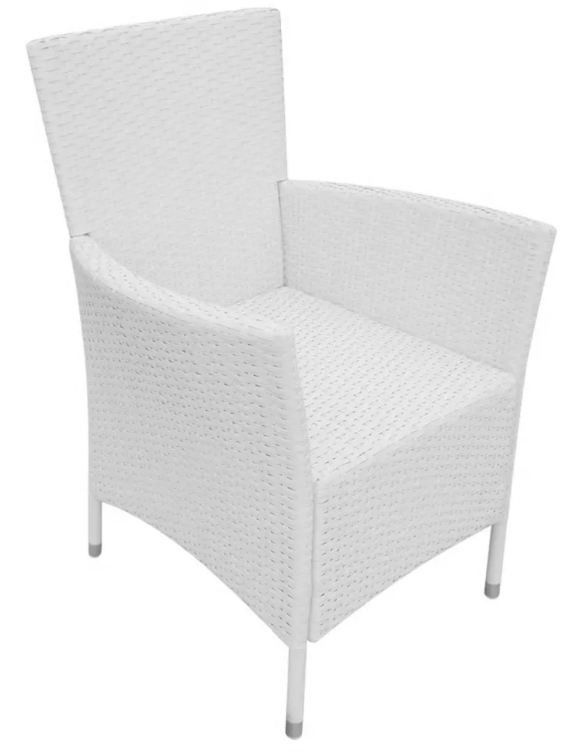 Table rectangulaire et 8 chaises de jardin résine tressée blanc Mik - Photo n°6