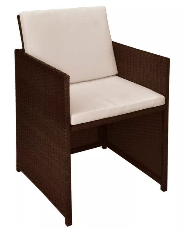 Table rectangulaire et chaises de jardin résine tressée marron Iris - Photo n°7