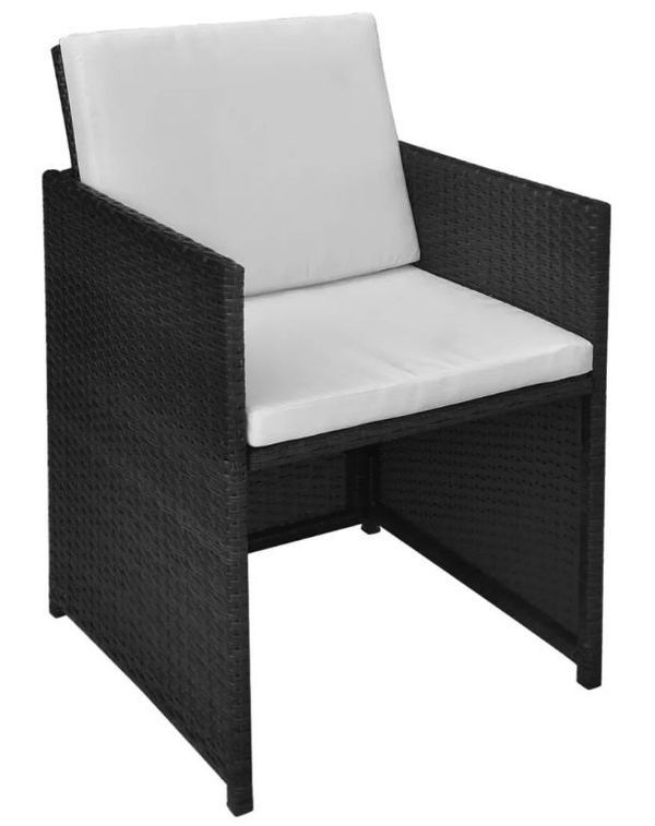 Table rectangulaire et chaises de jardin résine tressée noir Iris - Photo n°8