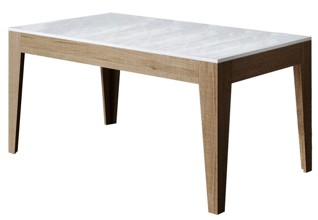 Table rectangulaire extensible 160/220 cm bois clair et blanc Mixa - Photo n°1