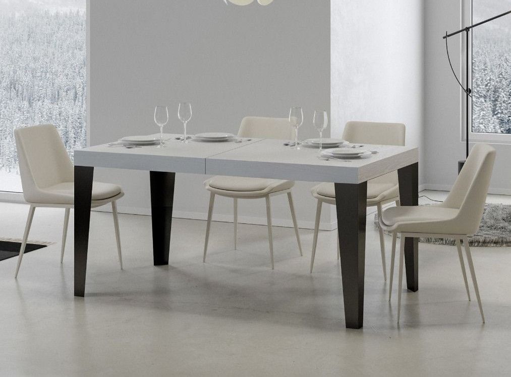 Table rectangulaire extensible 8 à 20 places L 180 à 440 cm blanc et pieds métal anthracite Flavio - Photo n°4