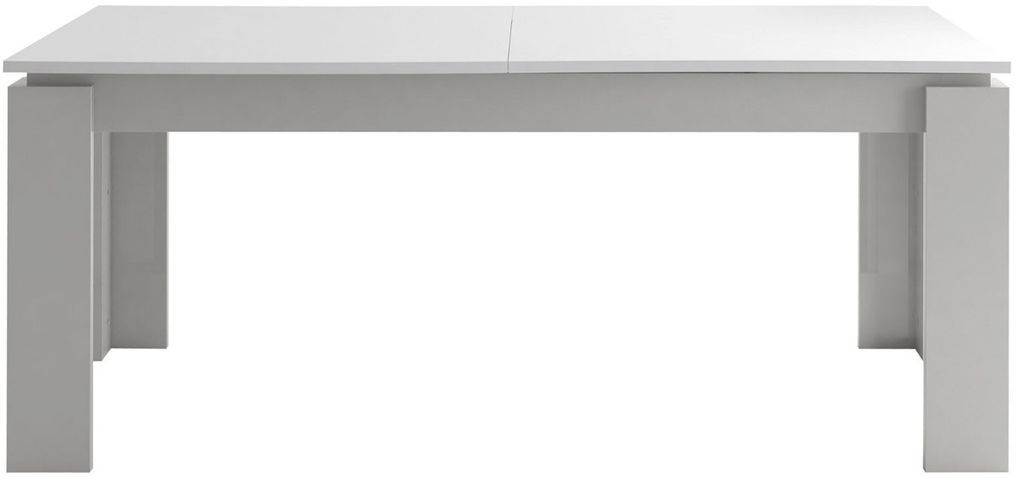 Table rectangulaire extensible bois laqué blanc et gris Ravi - Photo n°1