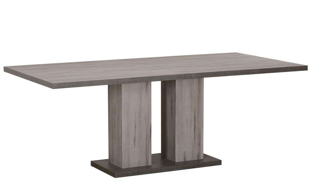Table rectangulaire extensible chêne gris et laqué blanc Oscaro - Photo n°2