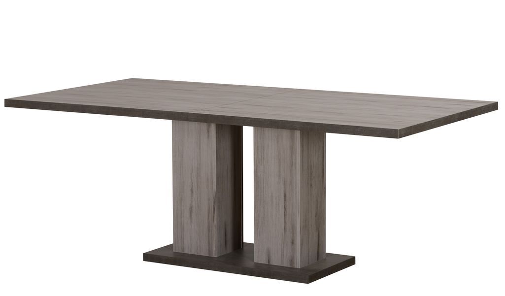Table rectangulaire extensible chêne gris et laqué blanc Oscaro - Photo n°3