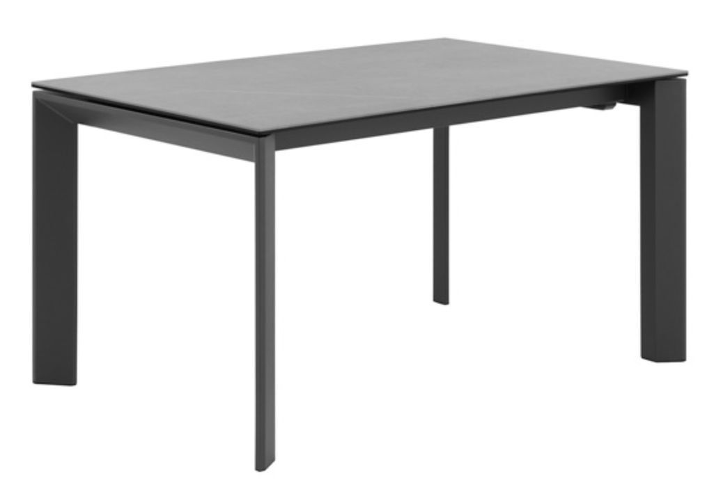 Table rectangulaire extensible plateau porcelaine et pieds métal intérieur ou extérieur Spanila - Photo n°1
